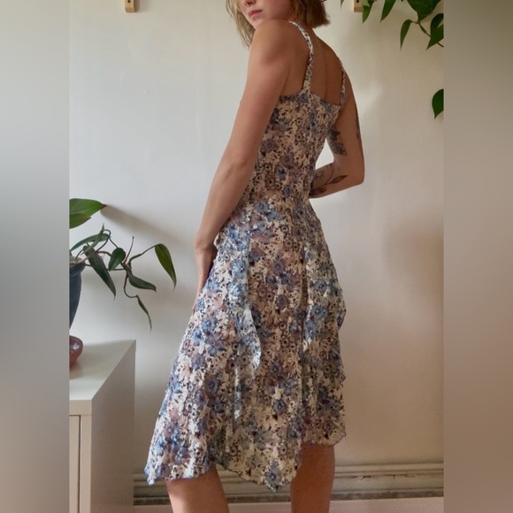 Vintage Blue Floral Lace Midi Dress – Fits XS–S - Picture 4 of 7